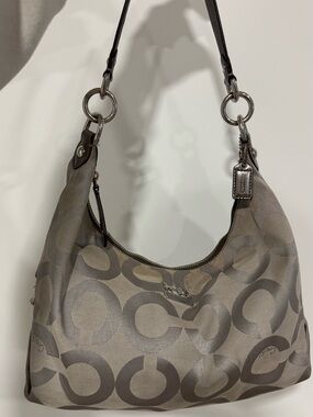 Coach Gray Signature Hobo Shoulder Bag